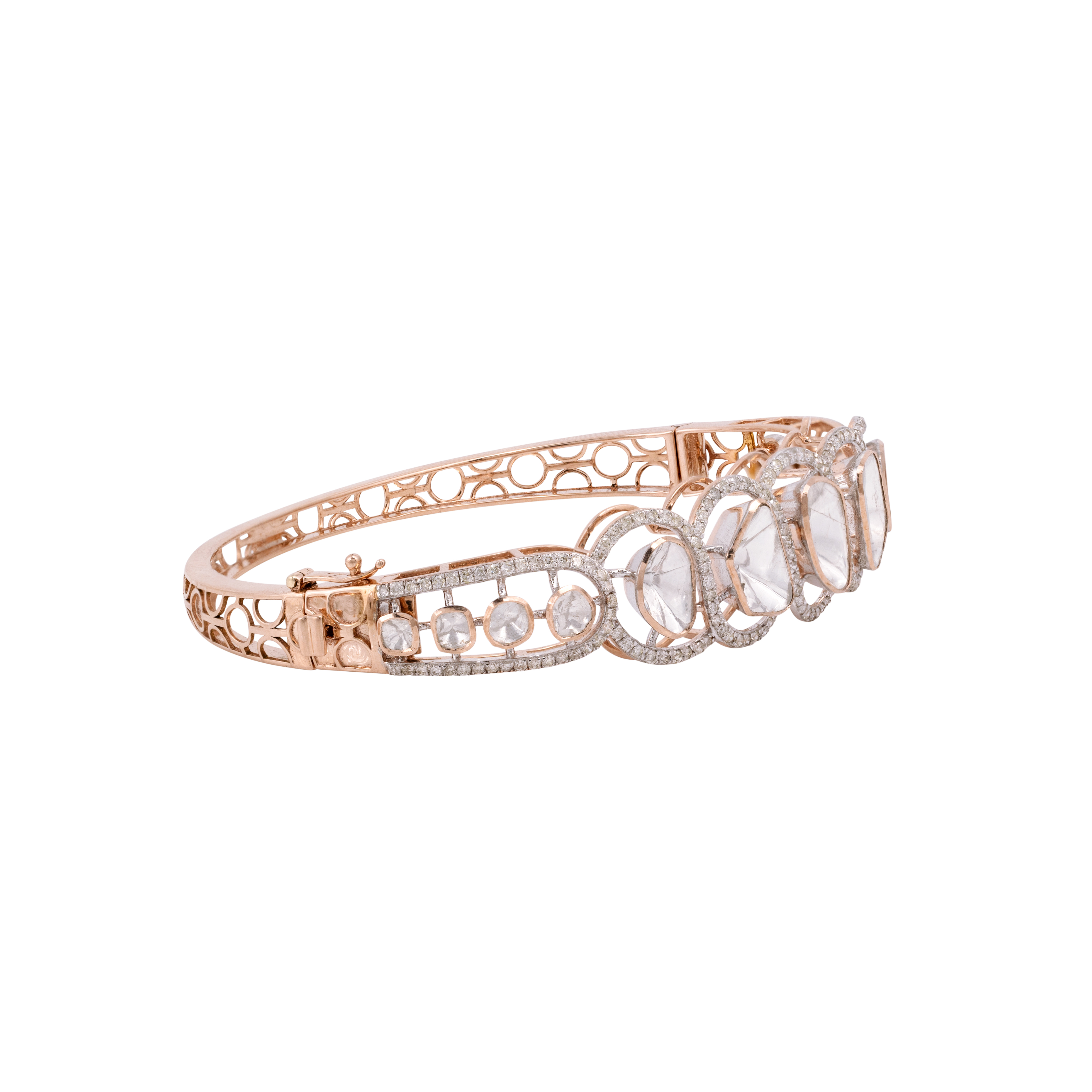 Rose Gold Polki Bracelet with full cut diamonds